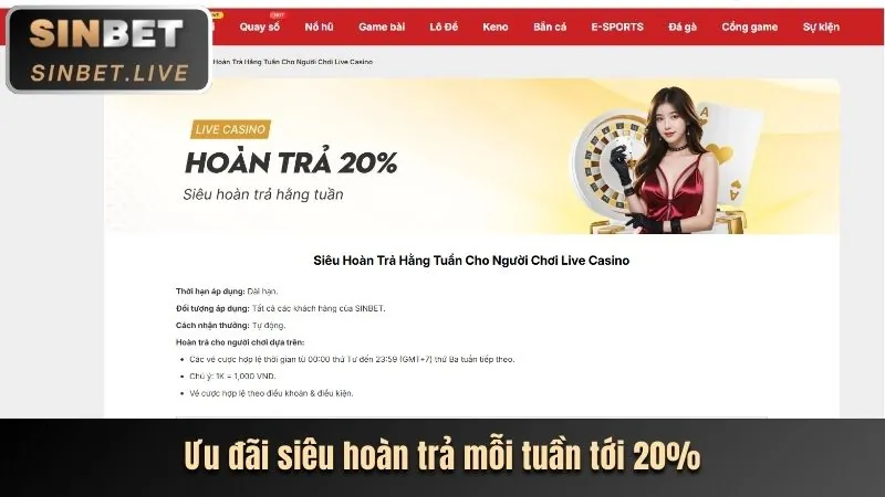 Khuyến mãi hoàn trả cược không giới hạn