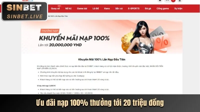 Khuyến mãi thưởng đăng ký và nạp đầu tiên